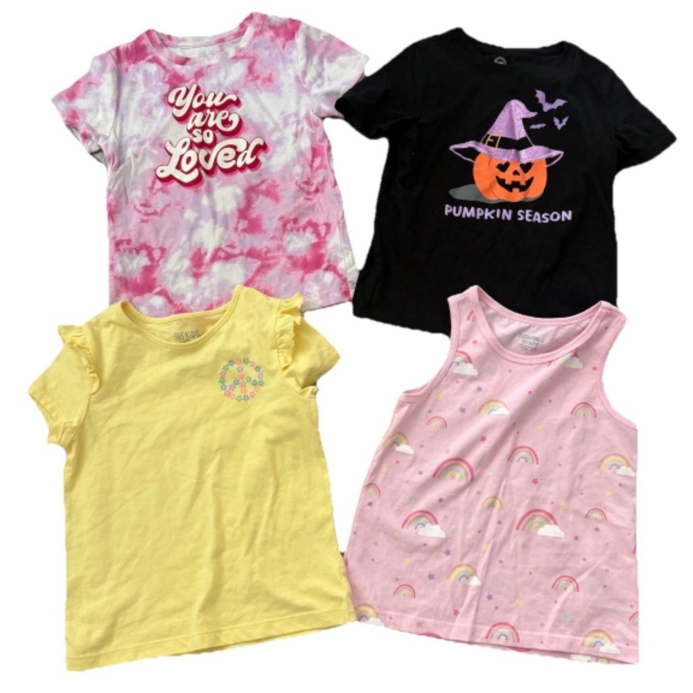 EUC Wonder Nation Granimals 5/6 Girls Summer Play T-Shirt Lot Halloween Rainbow